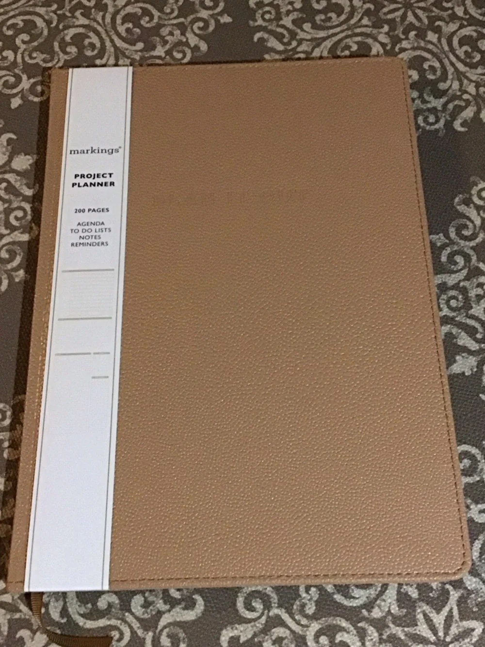 PRICE⬇️Undated Project Planner-Tan Faux Pebbled Leather Hard Cover